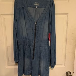 Jean long sleeve romper